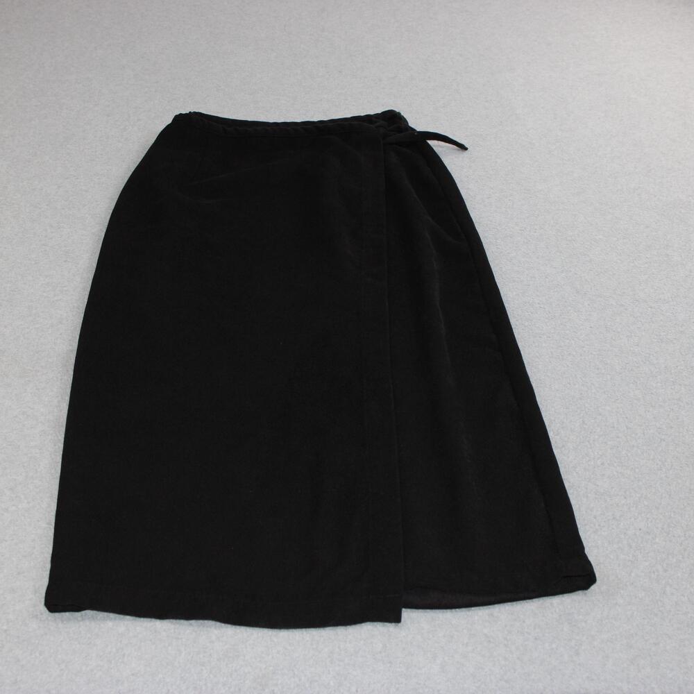 J Jill Skirt Women 8 Black Wrap Knit Long Tie Waist Office Classic Heritage Y2K